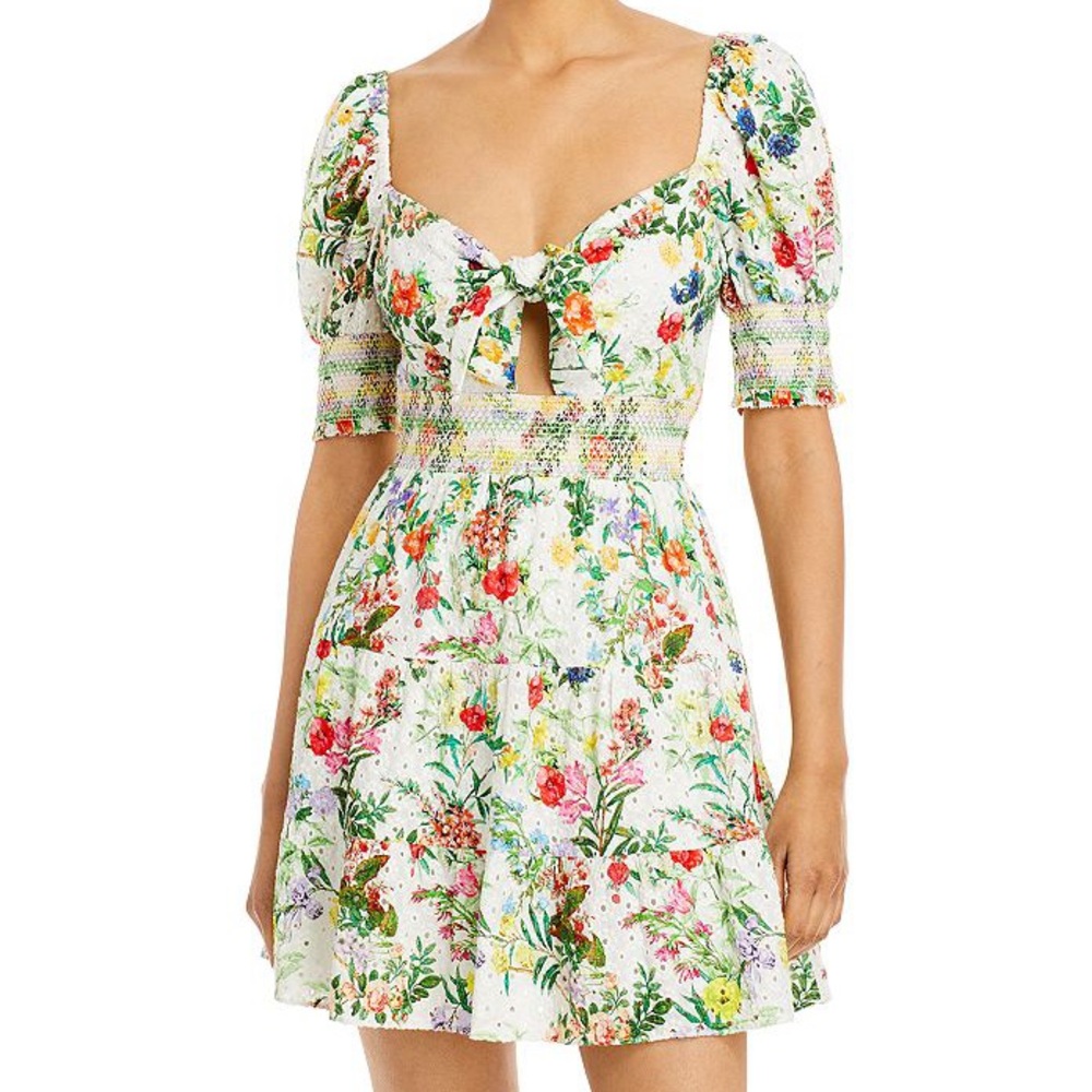 Alice and Olivia Kristie Floral Puff Sleeve Dress size 4